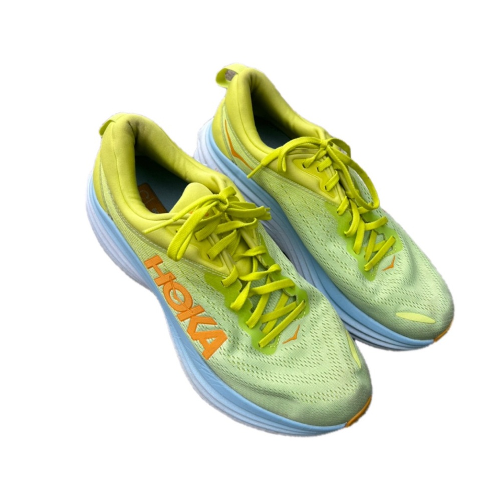 Hoka Lime Green and Blue Running Shoes